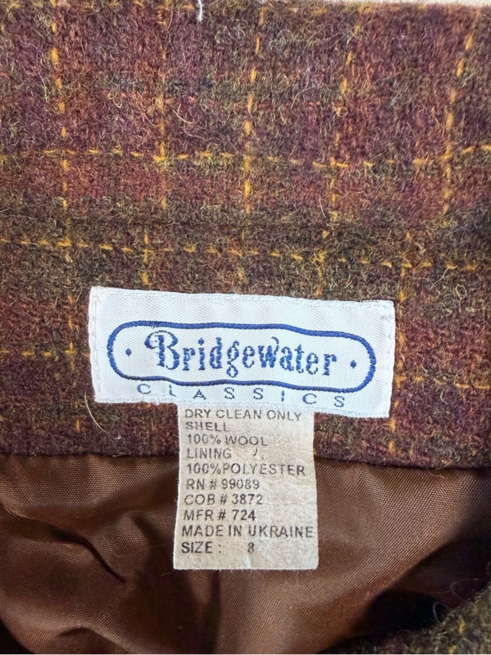 Vintage Bridgwater Classics‎ Plaid 100% Wool Jacket - Picture 3 of 7